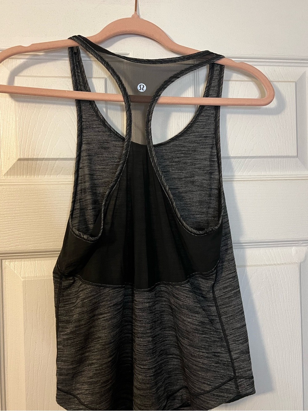 #074 Lululemon Long Distance Tank Heathered Black Racerback EUC - Picture 2 of 2
